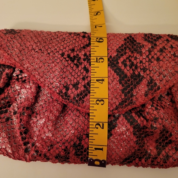 Urban Expressions Clutch Vegan Python Look, Red, Black, Gold Hardware - Picture 9 of 11